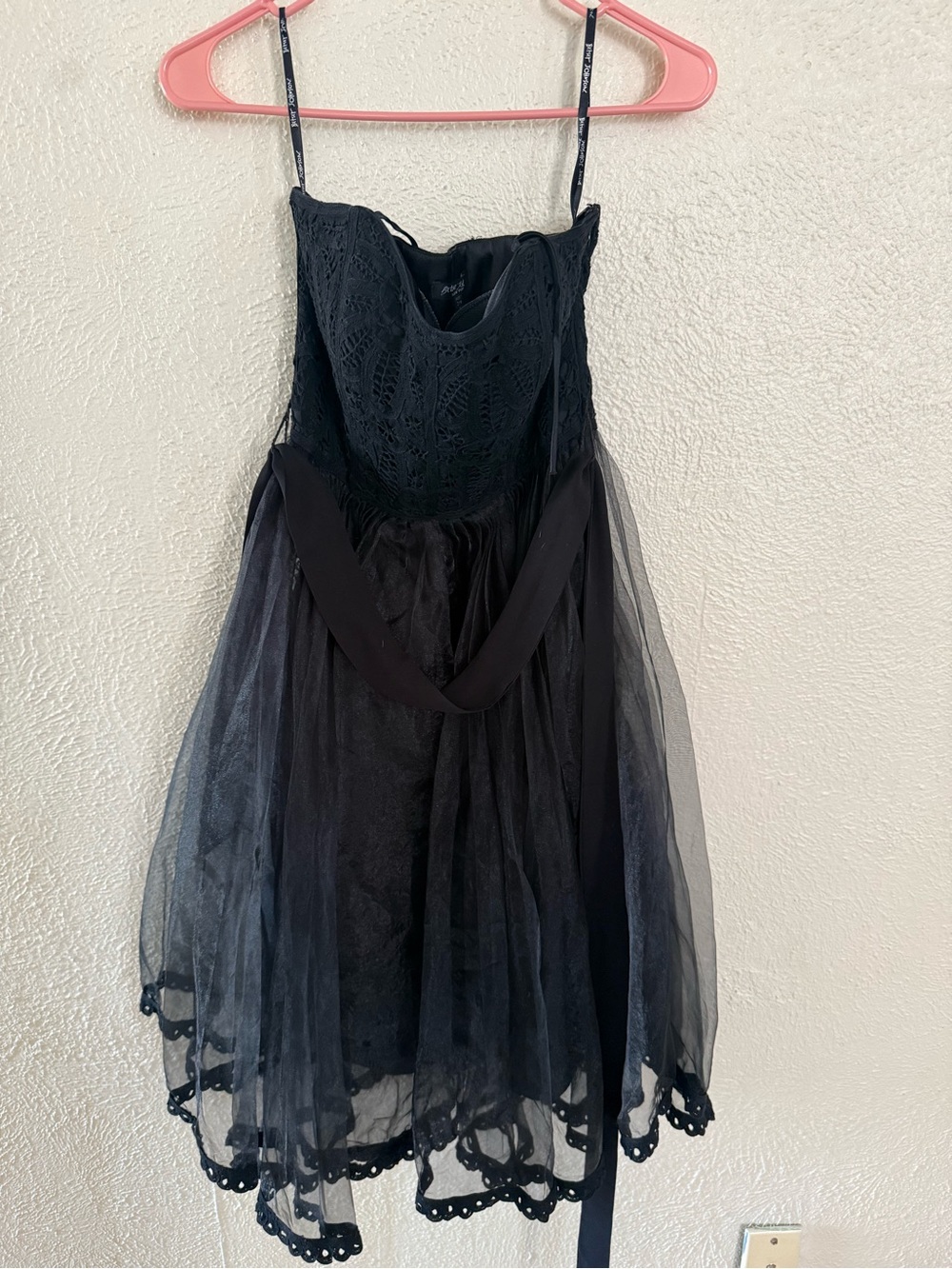 Betsey Johnson New York Black Lace & Tulle Slip Dress